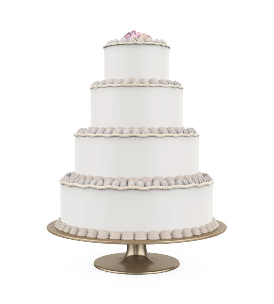 Tiered Cakes Isolated Tiered Cakes isolated on white background. 3D render wedding cake stock pictures, royalty-free photos & images
