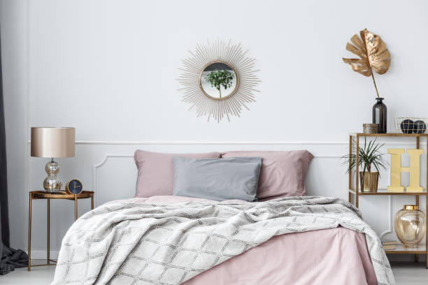 istock Pink and gold bedroom 956567576