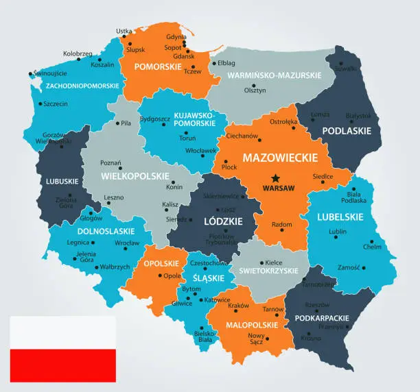 Vector illustration of 13 - Poland - Blue-Orange 10