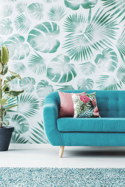 istock Green and turquoise living room 956572612