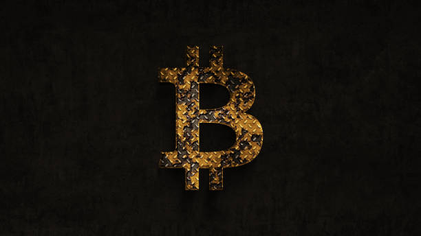 rouille sur temps bitcoin sur fond grunge - coin currency stack gold photos et images de collection