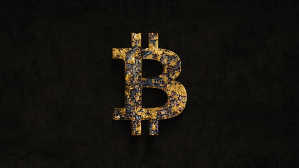 rouille sur temps bitcoin sur fond grunge - coin currency stack gold photos et images de collection