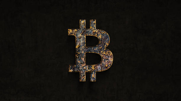 rouille sur temps bitcoin sur fond grunge - coin currency stack gold photos et images de collection
