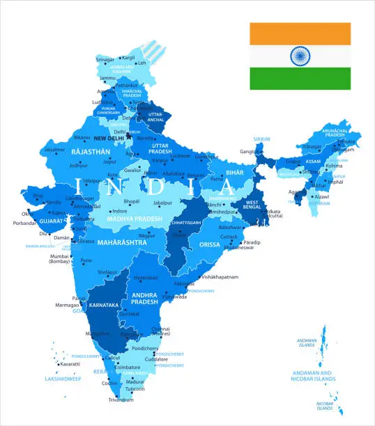 Vector illustration of 04 - India - Blue Spot Isolated 10