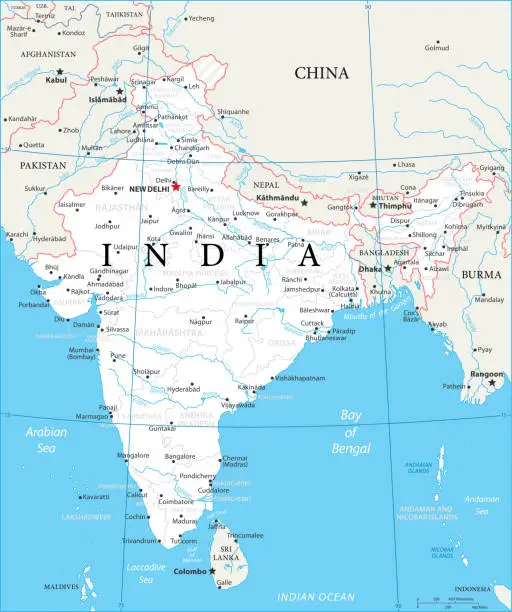 Vector illustration of Map of India - Vector