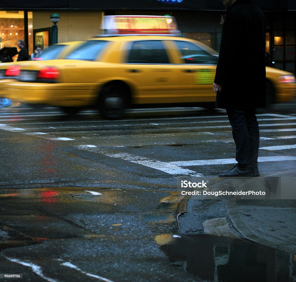 Cabs in the Rain  Blurred Motion Stock Photo