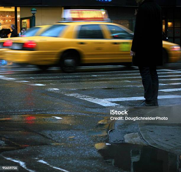 Cabs In The Rain Stock Photo - Download Image Now - Blurred Motion, Boredom, City Life