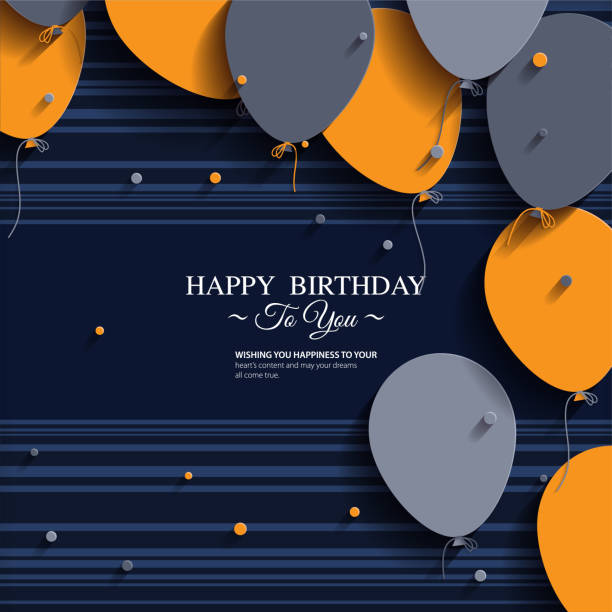 Vector birthday card with balloons and birthday text. vector art illustration