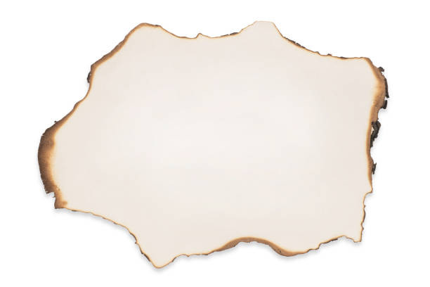 Paper piece with burnt torn edges isolated with clipping path Old blank paper piece with burnt torn edges close up. Isolated on white, clipping path included. Template and background wild west photos stock pictures, royalty-free photos & images