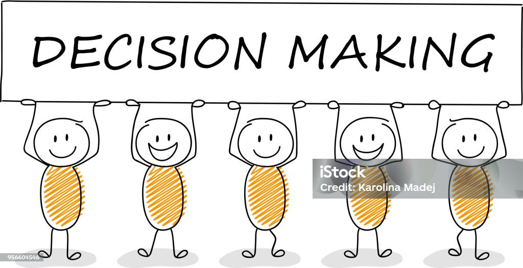 Business Illustration Concept With Cartoon Stickman Holding Board With Text Decision  Making Vector Stock Illustration - Download Image Now - iStock