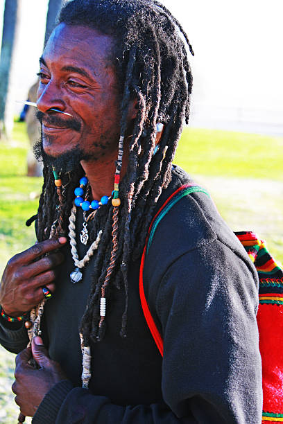 serious rastaman posing.