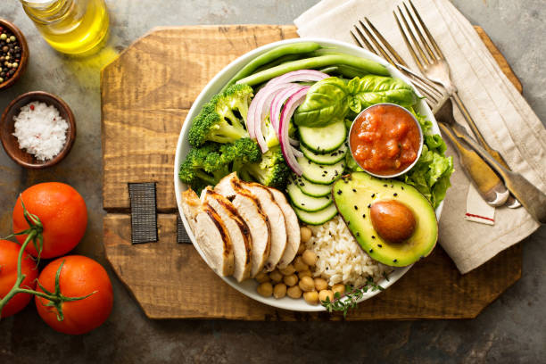 istock Healthy lunch bowl with grilled chicken 956609624