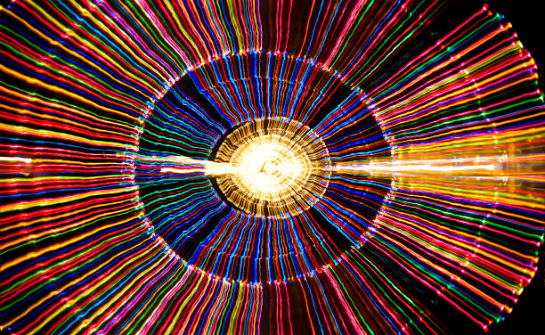 Multi-colored light tunnel stock photo