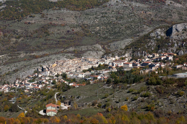 istock Aerial autumnal view of Barrea 956622352