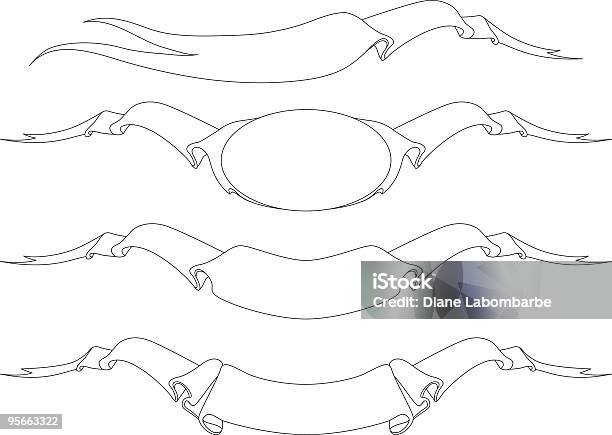 Noir Et Blanc Affiches Vecteurs libres de droits et plus d'images vectorielles de Banderole - Signalisation - Banderole - Signalisation, Dessin au trait, Espace texte