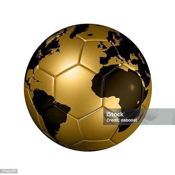 Gold Soccer Football Ball World Globe Stock Photo - Download Image Now - 2010, Black Color, Cartography