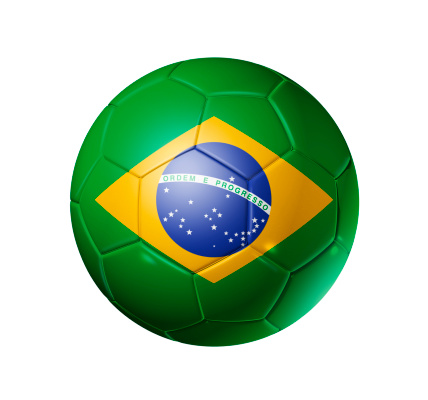 3D soccer ball with brazil flag, world football cup 2014. isolated on white with clipping path