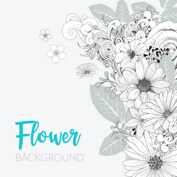 꽃 handrawn 배경 - wedding invitation rose flower floral pattern stock illustrations