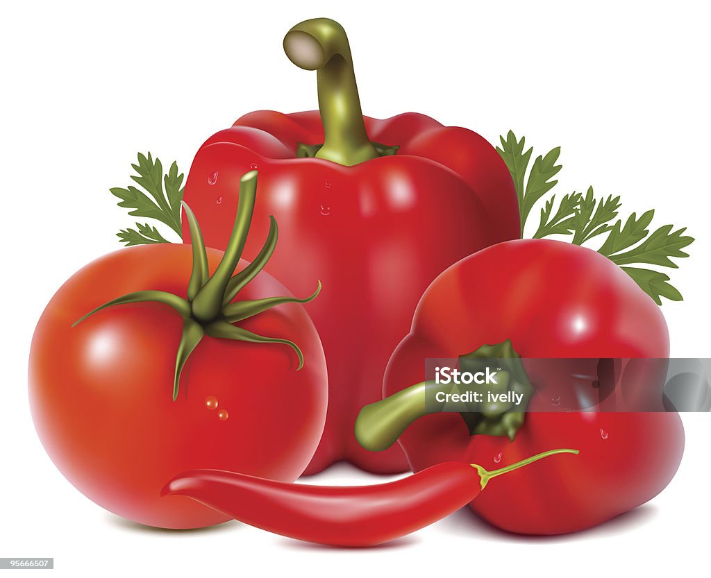 Rojo verduras con perejil. - arte vectorial de Agua libre de derechos