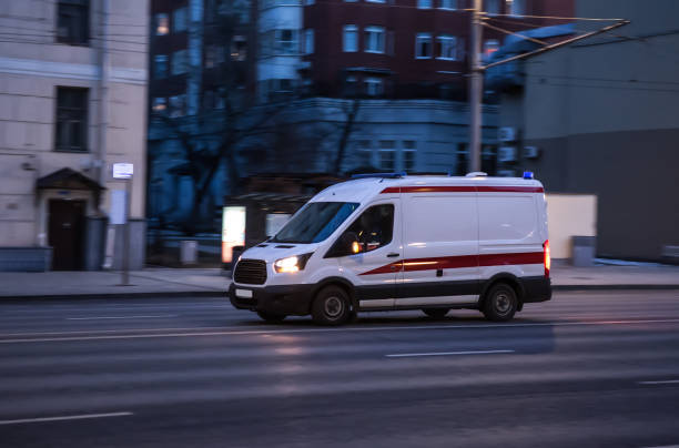 istock ambulance goes on night city 956672248