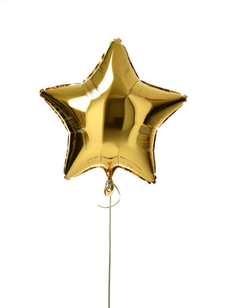 istock Single big gold star balloon object for birthday  party 956688266