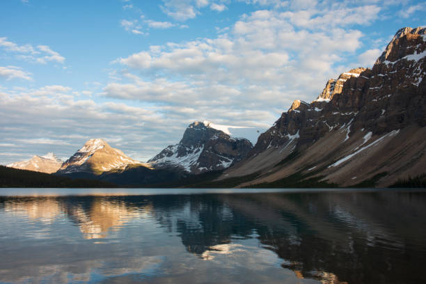 istock Reflection of mountain peaks in Bow Lake 956697190