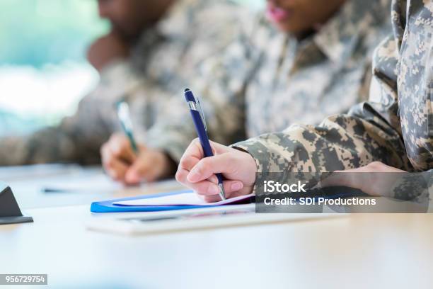 Unrecognizable Veterans Take A College Course Stock Photo - Download Image Now - Military, Education, Veteran