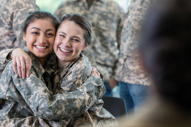 istock Cheerful new female army recruits 956729808