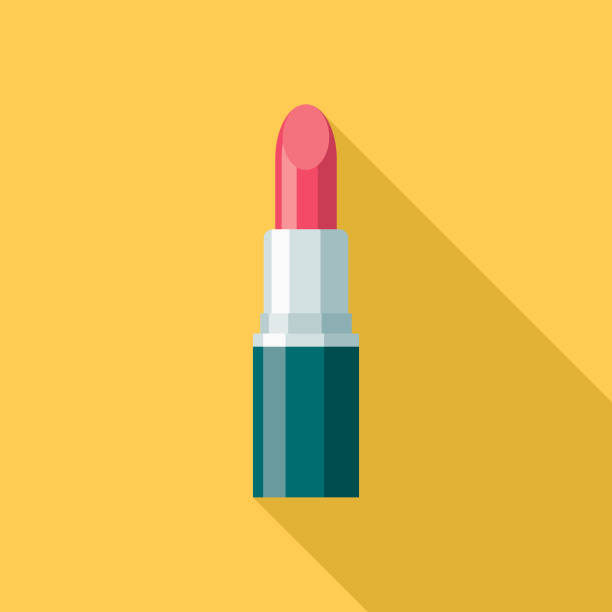lippenstift-flaches design-beauty-ikone mit seite schatten - lippenstift stock-grafiken, -clipart, -cartoons und -symbole