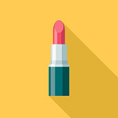istock Lipstick Flat Design Beauty Icon with Side Shadow 956733774