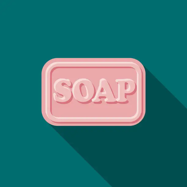 Vector illustration of Soap Flat Design Beauty Icon with Side Shadow