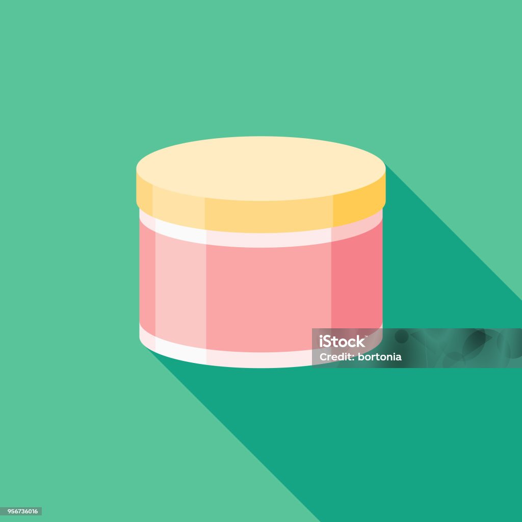 Cream Flat Design Beauty Icon with Side Shadow A colored flat design beauty and cosmetics icon with a long side shadow. Color swatches are global so it’s easy to edit and change the colors. Moisturizer stock vector