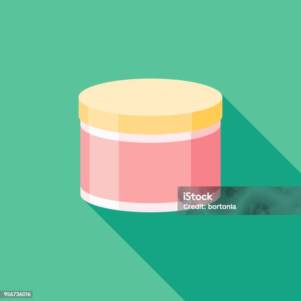 Cream Flat Design Beauty Icon With Side Shadow Stock Illustration - Download Image Now - Moisturizer, Beauty, Body Care