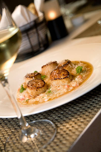 Seared Sea Scallops stock photo