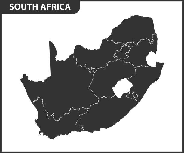 illustrazioni stock, clip art, cartoni animati e icone di tendenza di la mappa dettagliata del sudafrica con regioni o stati. divisione amministrativa - pretoria