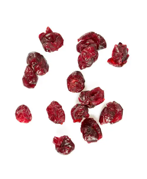 Photo of dried cranberry isolated on white
