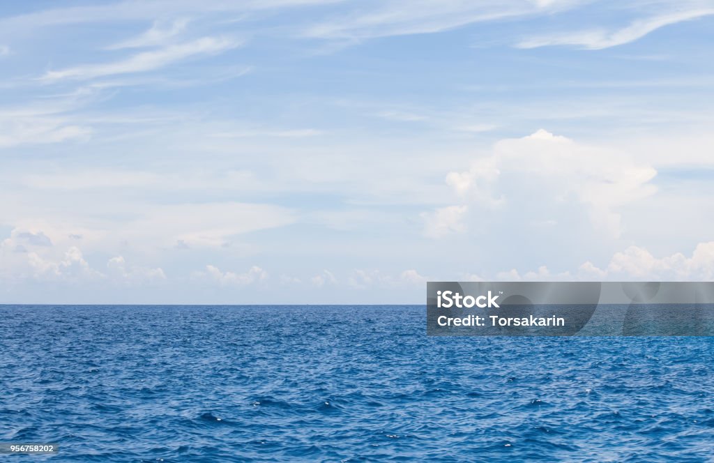 Nature background of Blue sea water and sky with cloud Sea Stock Photo