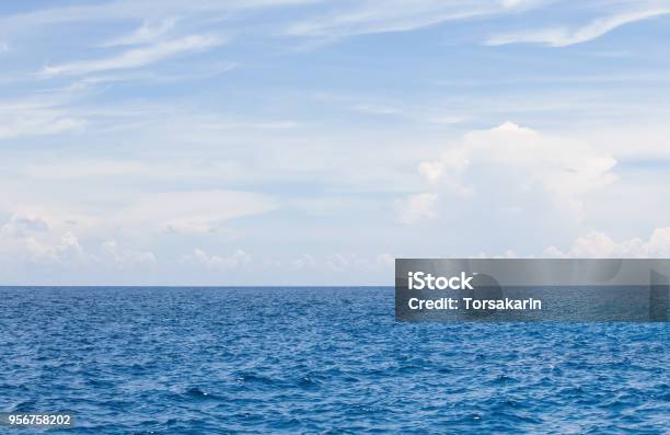 Nature Background Of Blue Sea Water And Sky With Cloud Stock Photo - Download Image Now