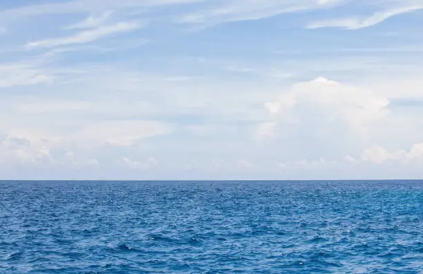 Nature background of Blue sea water and sky with cloud