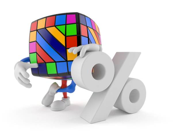 istock Toy puzzle character with percent symbol 956766110
