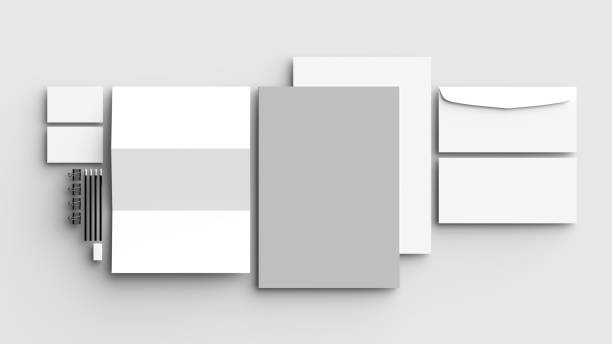 istock Corporate identity stationery mock up isolated on light gray background. 3D illustrating. 956770588