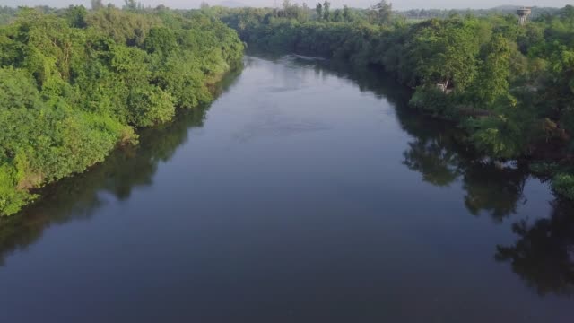 4K: Aerial view of the River Kwai, Kanchanaburi Province, Thailand