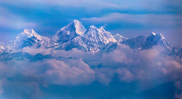 Dorje Lhakpa from Nagarkot Dorje Lhakpa as seen from Nagarkot, Himalaya, Nepal nagarkot photos stock pictures, royalty-free photos & images