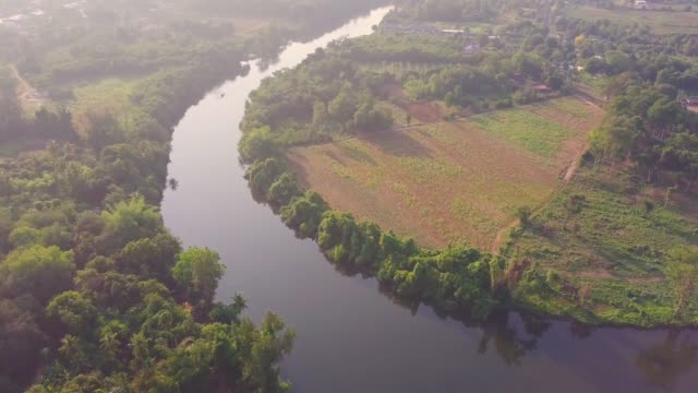 4K: Aerial view of the River Kwai, Kanchanaburi Province, Thailand