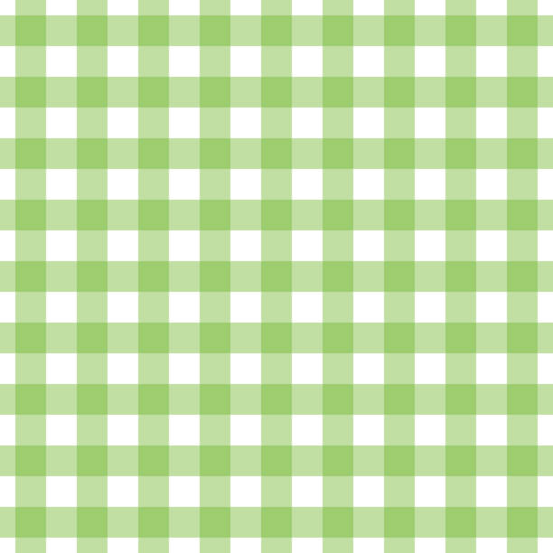 Seamless gingham check pattern in green and white. Classic fabric texture for digital textile printing. gingham stock illustrations