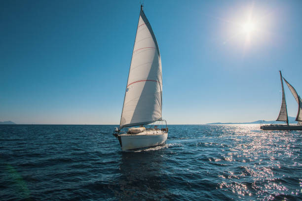 istock Sailing in the wind through the waves at Sea. Luxury yachts. 956801618