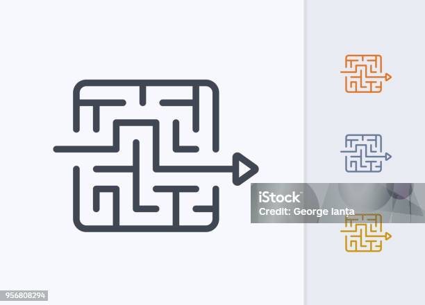 Arrow Through Maze Pastel Stroke Icons Stock Illustration - Download Image Now - Maze, Icon, Decisions