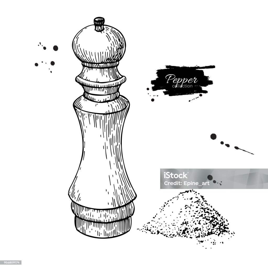 Ilustración de Dibujo Vectorial De Molino De Sal Y Pimienta Bosquejo De Amoladora De Condimentos Y Especias Coctelera De La Pimienta Negra y más Vectores Libres de Derechos de Sal - Condimento - Ilustración de Dibujo Vectorial De Molino De Sal Y Pimienta Bosquejo De Amoladora De Condimentos Y Especias Coctelera De La Pimienta Negra y más Vectores Libres de Derechos de Sal - Condimento -