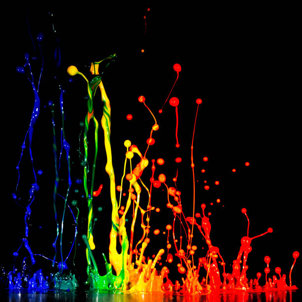 istock splash of acrylic paint, abstract background mixing colors on black 956809676