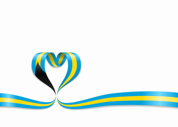 illustrations, cliparts, dessins animés et icônes de bahamas drapeau ruban en forme de coeur. illustration vectorielle. - bahamian flag